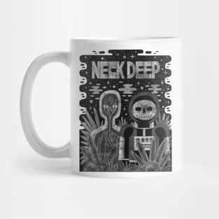 Neck Deep-Black & White Halftone Illustrations Mug